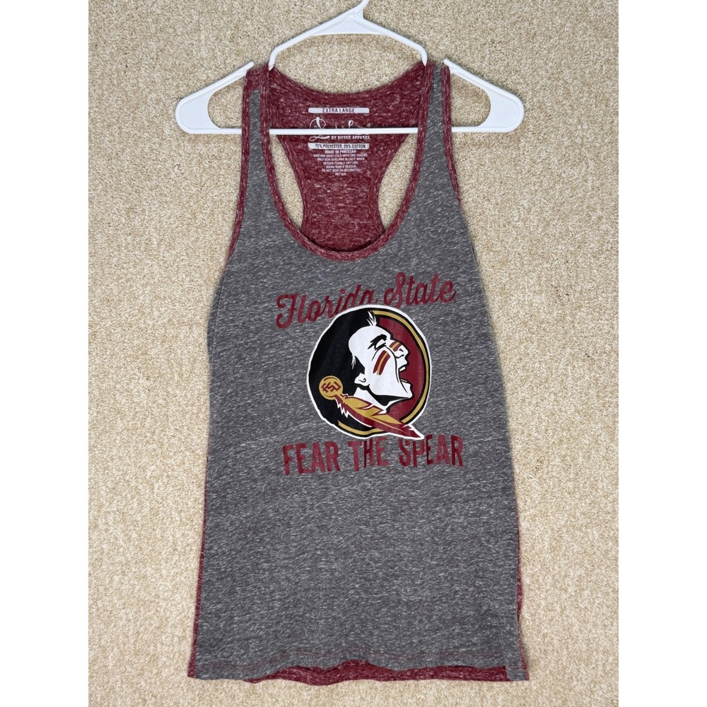 Florida State Seminoles FSU Tank Top XL Grey Garnet Fear The Spear Pressbox